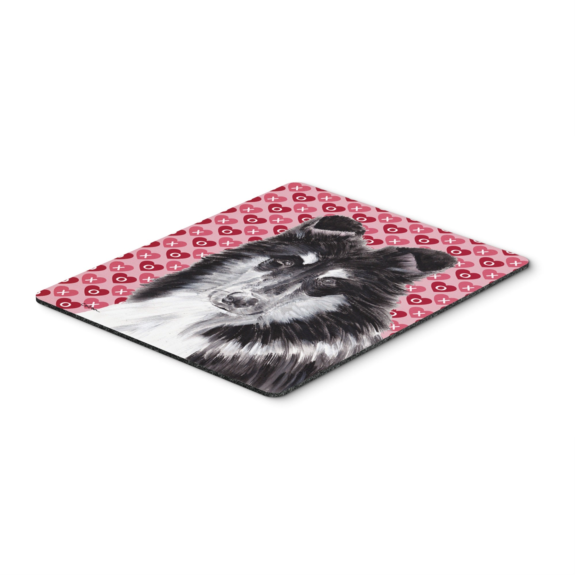 Caroline'S Treasures Black & White Collie Hearts & Love Mouse Pad/Hot Pad/Trivet (Sc9702Mp)