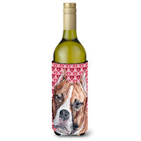 Staffordshire Bull Terrier Staffie Hearts And Love Wine Bottle Beverage Insulator Hugger Sc9704Literk