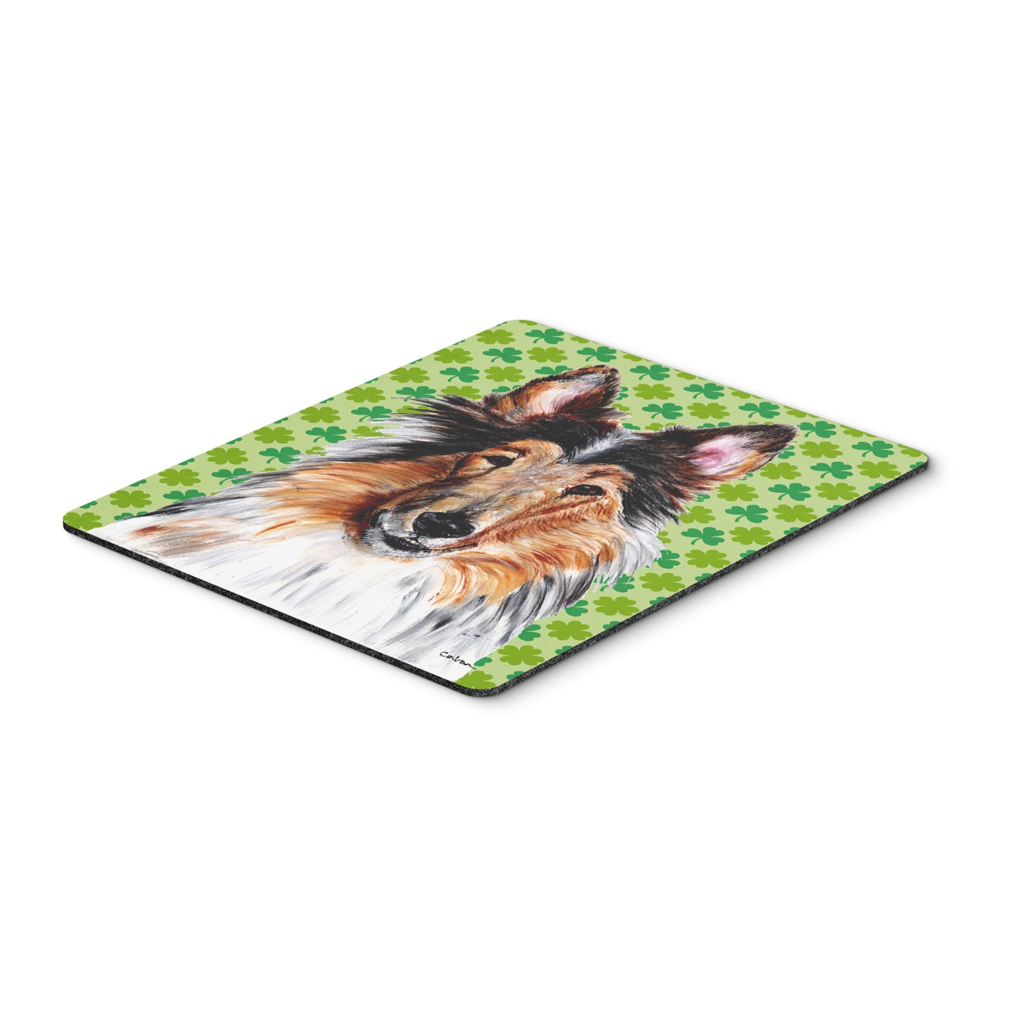 Caroline'S Treasures Collie Lucky Shamrock St. Patrick'S Day Mouse Pad/Hot Pad/Trivet (Sc9718Mp)