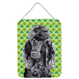 Caroline'S Treasures Black Standard Poodle Lucky Shamrock St. Patrick'S Day Wall Or Door Hanging Prints, 16 X 12