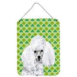 Caroline'S Treasures White Toy Poodle Lucky Shamrock St. Patrick'S Day Wall Or Door Hanging Prints, 16 X 12