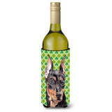 German Pinscher Lucky Shamrock St. Patrick'S Day Wine Bottle Beverage Insulator Hugger Sc9740Literk