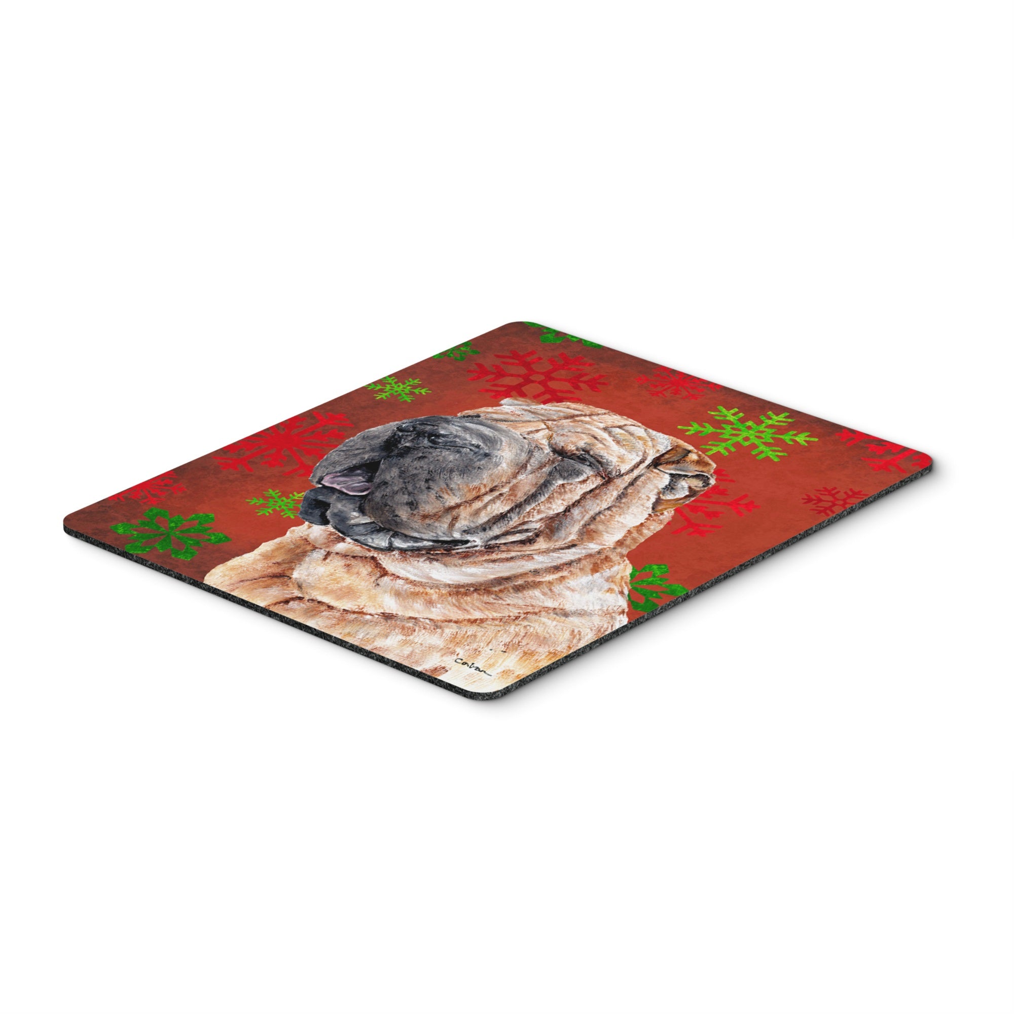 Caroline'S Treasures Shar Pei Red Snowflakes Holiday Mouse Pad/Hot Pad/Trivet (Sc9743Mp)