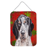Caroline'S Treasures Blue Tick Coonhound Red Snowflakes Holiday Wall Or Door Hanging Prints, 16 X 12