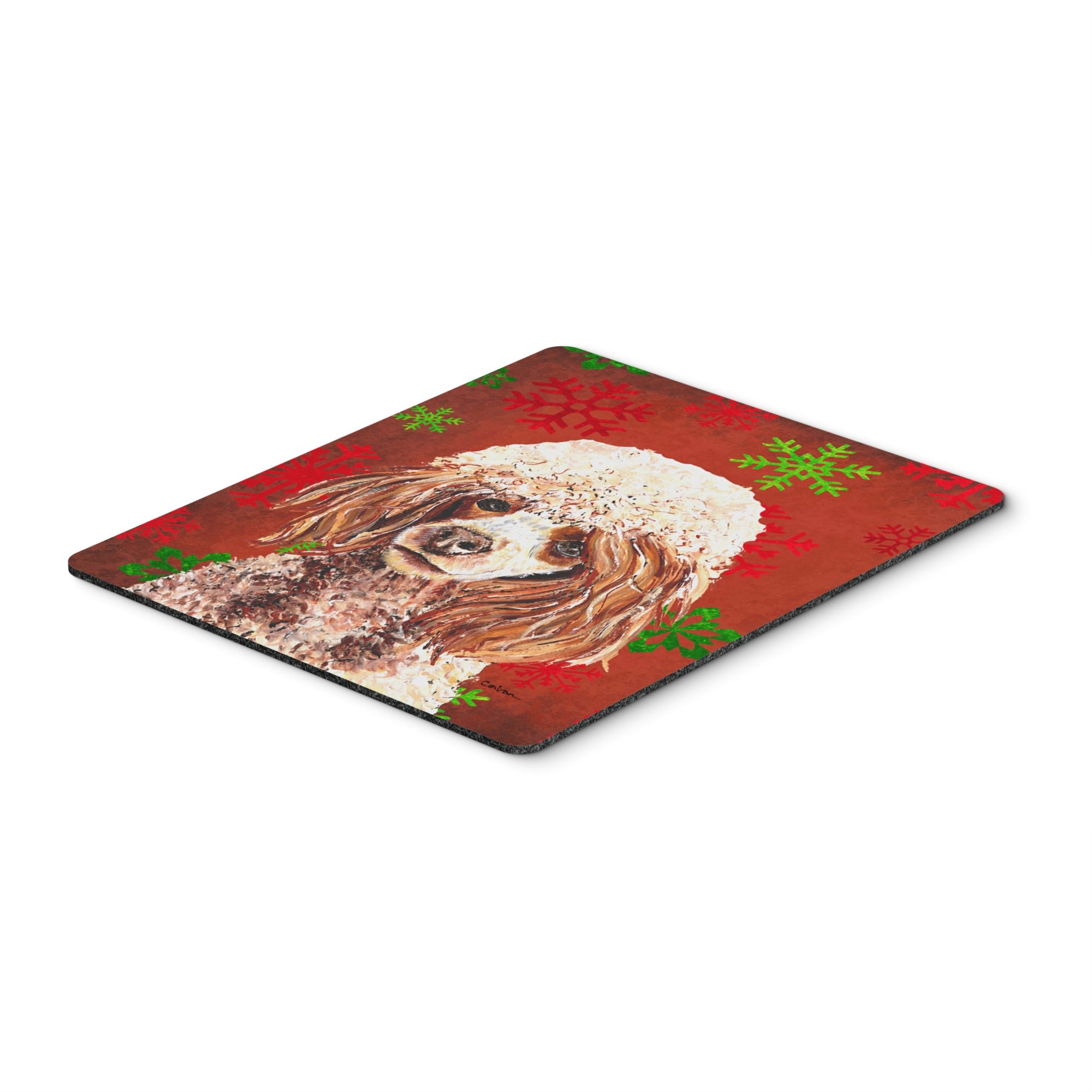 Caroline'S Treasures Red Miniature Poodle Red Snowflakes Holiday Mouse Pad/Hot Pad/Trivet (Sc9747Mp)