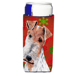 Wire Fox Terrier Red Snowflakes Holiday Ultra Beverage Insulators For Slim Cans Sc9748Muk