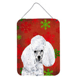 Caroline'S Treasures White Toy Poodle Red Snowflakes Holiday Wall Or Door Hanging Prints, 16 X 12