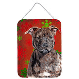 Caroline'S Treasures Sc9753Ds1216 Staffordshire Bull Terrier Staffie Red Snowflakes Holiday Wall Or Door Hanging Prints, 16,