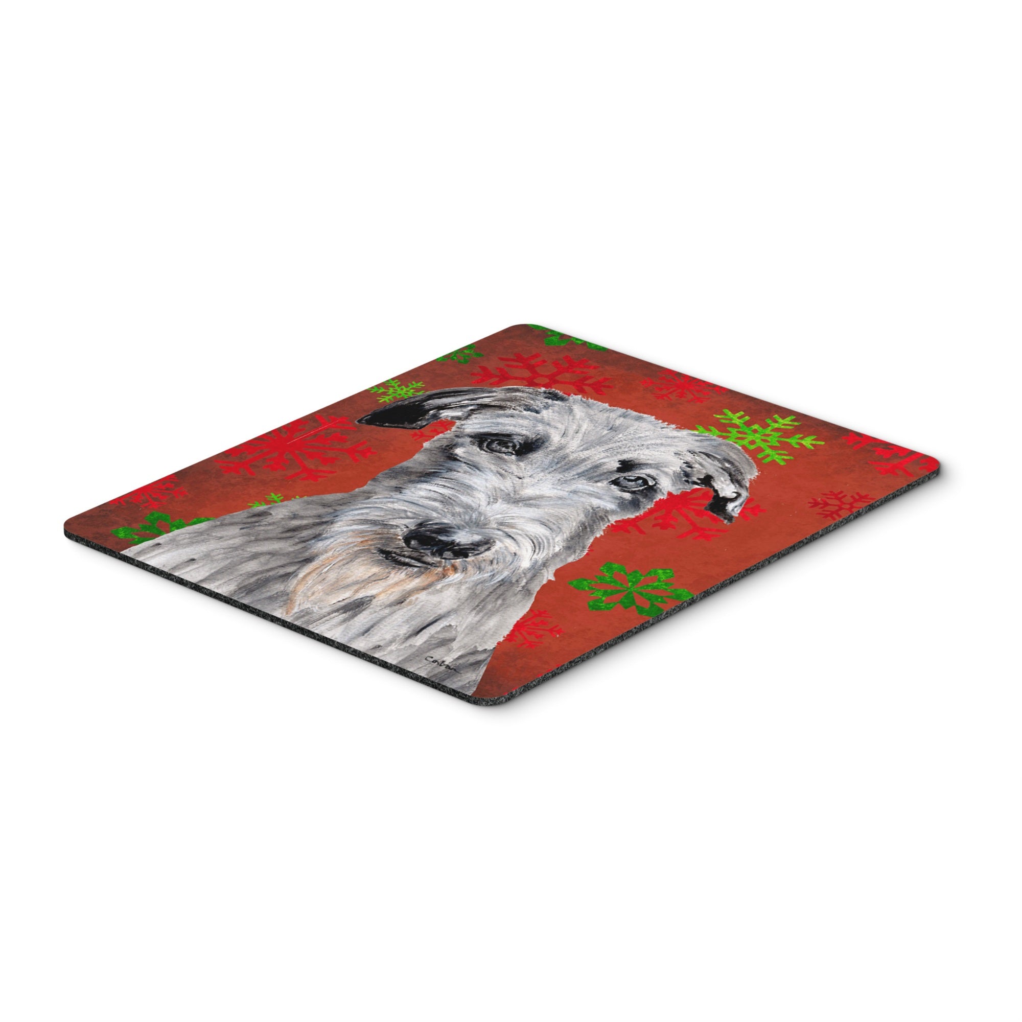 Caroline'S Treasures Scottish Deerhound Red Snowflakes Holiday Mouse Pad/Hot Pad/Trivet (Sc9754Mp)