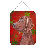 Caroline'S Treasures Redbone Coonhound Red Snowflakes Holiday Wall Or Door Hanging Prints, 16 X 12