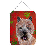 Caroline'S Treasures Norwich Terrier Red Snowflakes Holiday Wall Or Door Hanging Prints, 16 X 12