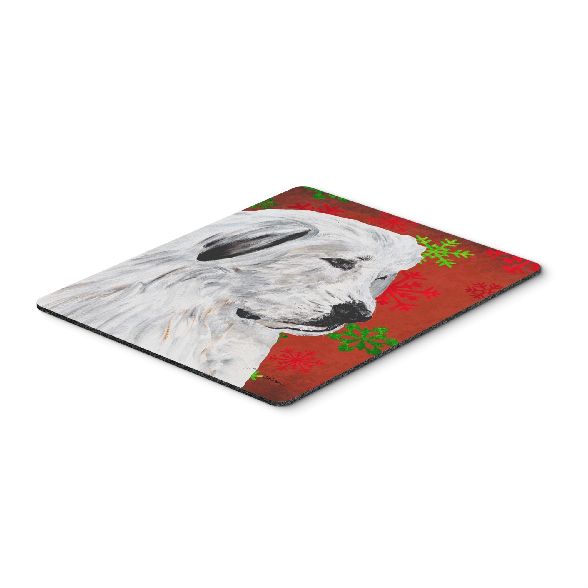 Caroline'S Treasures Great Pyrenees Red Snowflakes Holiday Mouse Pad/Hot Pad/Trivet (Sc9762Mp)