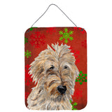 Caroline'S Treasures Golden Doodle 2 Red Snowflakes Holiday Wall Or Door Hanging Prints, 16 X 12