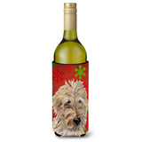Golden Doodle 2 Red Snowflakes Holiday Wine Bottle Beverage Insulator Hugger Sc9763Literk