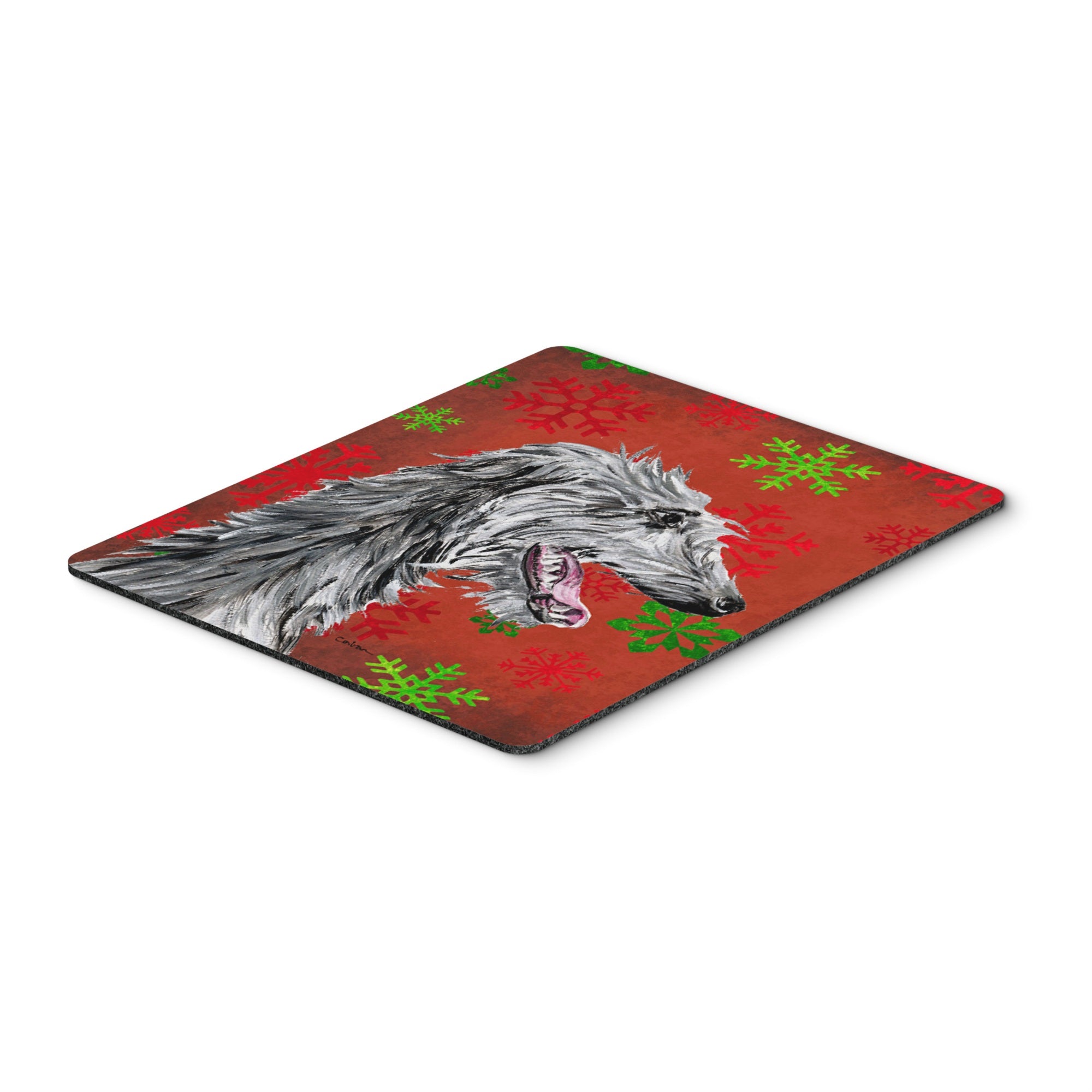 Caroline'S Treasures Scottish Deerhound Red Snowflakes Holiday Mouse Pad/Hot Pad/Trivet (Sc9765Mp)