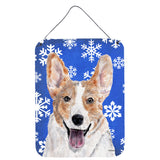 Caroline'S Treasures Cardigan Corgi Winter Snowflakes Wall Or Door Hanging Prints, 16 X 12