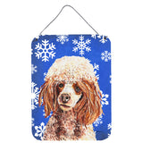 Caroline'S Treasures Red Miniature Poodle Winter Snowflakes Wall Or Door Hanging Prints, 16 X 12