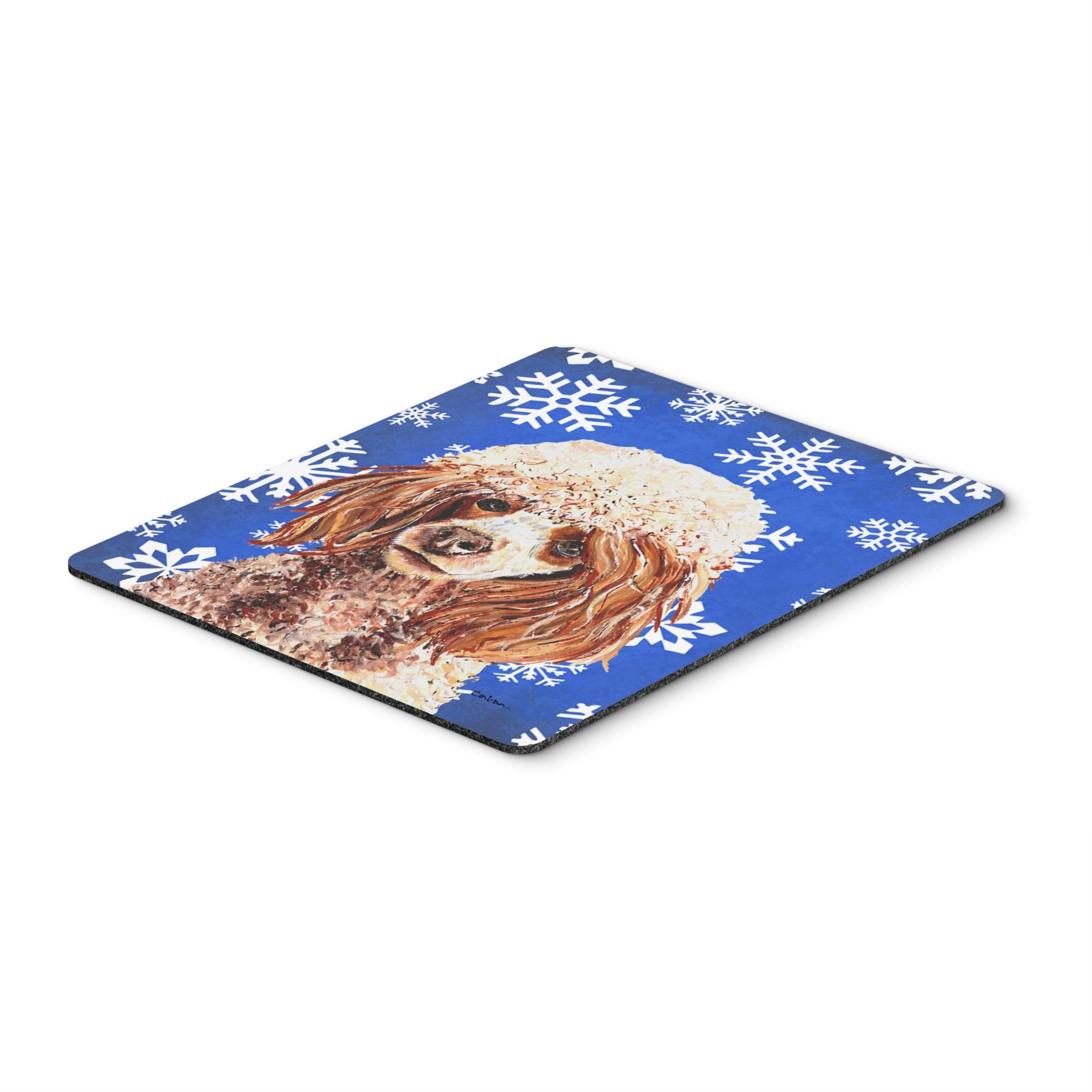 Caroline'S Treasures Red Miniature Poodle Winter Snowflakes Mouse Pad/Hot Pad/Trivet (Sc9771Mp)