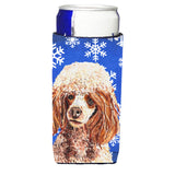 Red Miniature Poodle Winter Snowflakes Ultra Beverage Insulators For Slim Cans Sc9771Muk