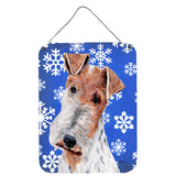 Caroline'S Treasures Wire Fox Terrier Winter Snowflakes Wall Or Door Hanging Prints, 16 X 12