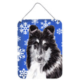 Caroline'S Treasures Sc9774Ds1216 Collie Winter Snowflakes Wall Or Door Hanging Print, 16 X 12