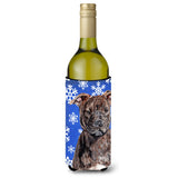 Staffordshire Bull Terrier Staffie Winter Snowflakes Wine Bottle Beverage Insulator Hugger Sc9777Literk