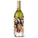 Collie Candy Cane Christmas Wine Bottle Beverage Insulator Hugger Sc9790Literk