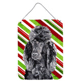 Caroline'S Treasures Black Standard Poodle Candy Cane Christmas Wall Or Door Hanging Prints, 16 X 12