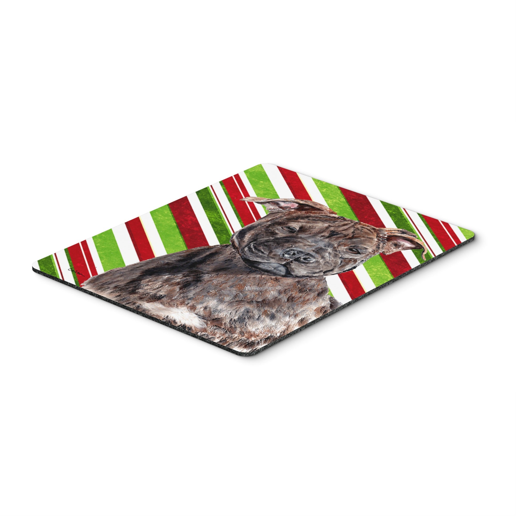 Caroline'S Treasures Staffordshire Bull Terrier Staffie Candy Cane Christmas Mouse Pad/Trivet (Sc9801Mp)