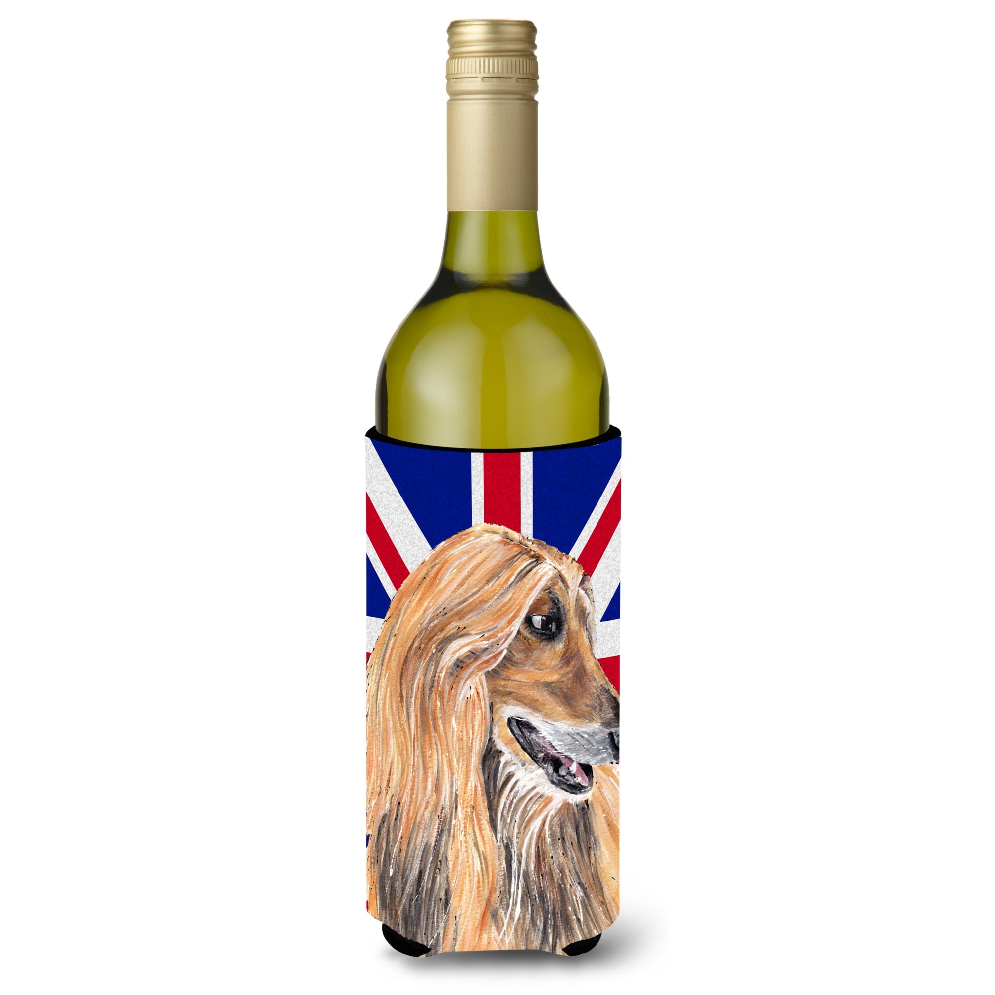 Afghan Hound With English Union Jack British Flag Wine Bottle Beverage Insulator Hugger Sc9814Literk