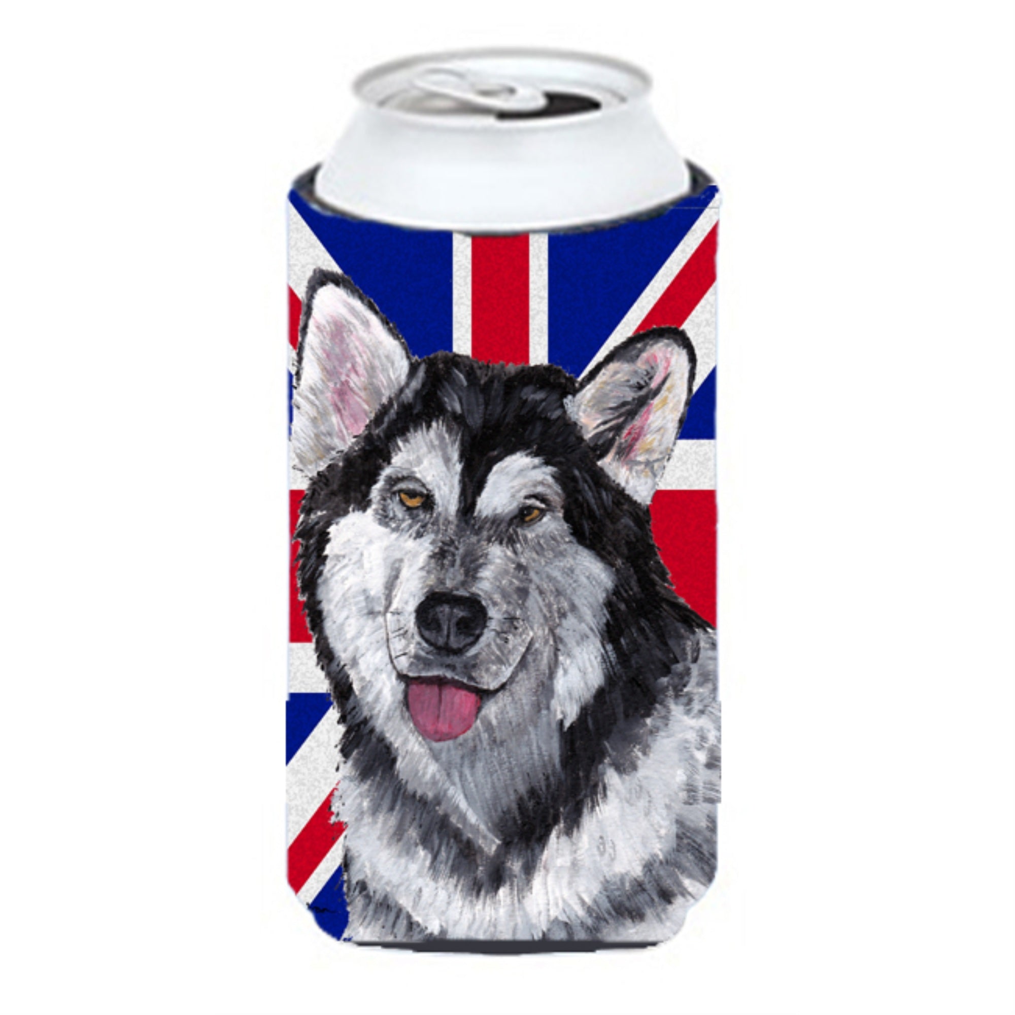 Alaskan Malamute With English Union Jack British Flag Tall Boy Beverage Insulator Hugger Sc9815Tbc