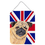 Caroline'S Treasures Sc9828Ds1216 Pug With English Union Jack British Flag Wall Or Door Hanging Prints, 16 X 12