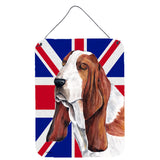 Caroline'S Treasures Sc9829Ds1216 Basset Hound With English Union Jack British Flag Wall Or Door Hanging Prints, 16 X 12