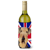 Airedale With English Union Jack British Flag Wine Bottle Beverage Insulator Hugger Sc9830Literk