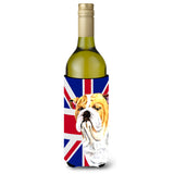 Bulldog English With English Union Jack British Flag Wine Bottle Beverage Insulator Hugger Sc9831Literk