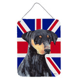 Caroline'S Treasures Sc9834Ds1216 Doberman With English Union Jack British Flag Wall Or Door Hanging Prints, 16 X 12