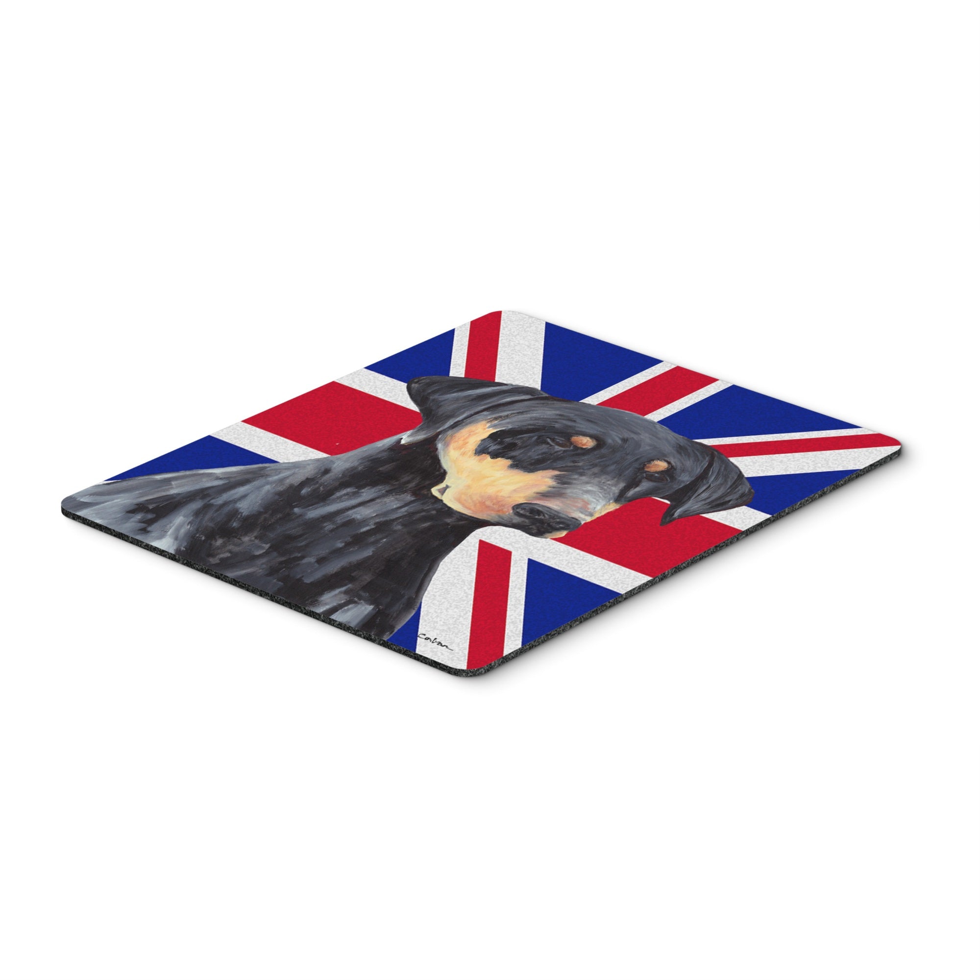 Caroline'S Treasures Doberman With English Union Jack British Flag Mouse Pad/Hot Pad/Trivet (Sc9834Mp)