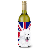 American Eskimo With English Union Jack British Flag Wine Bottle Beverage Insulator Hugger Sc9836Literk