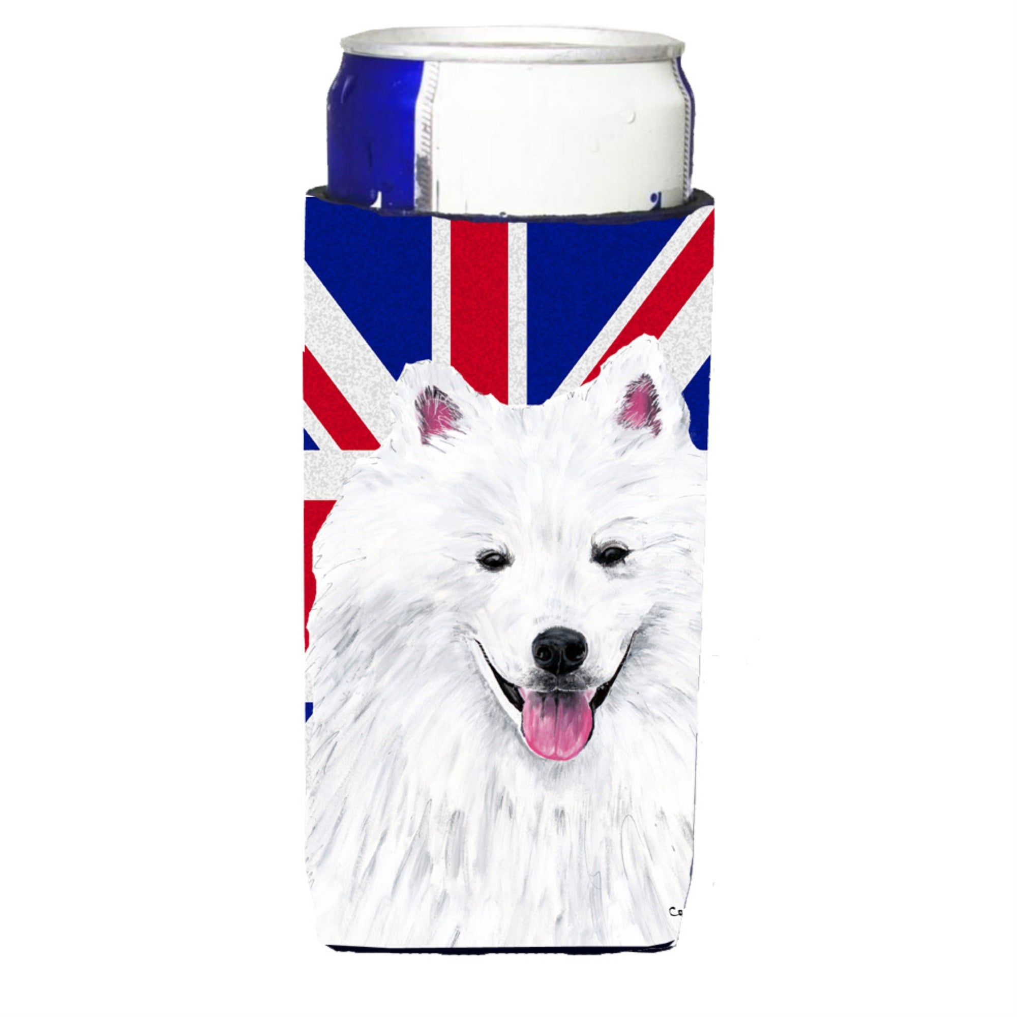 American Eskimo With English Union Jack British Flag Ultra Beverage Insulators For Slim Cans Sc9836Muk