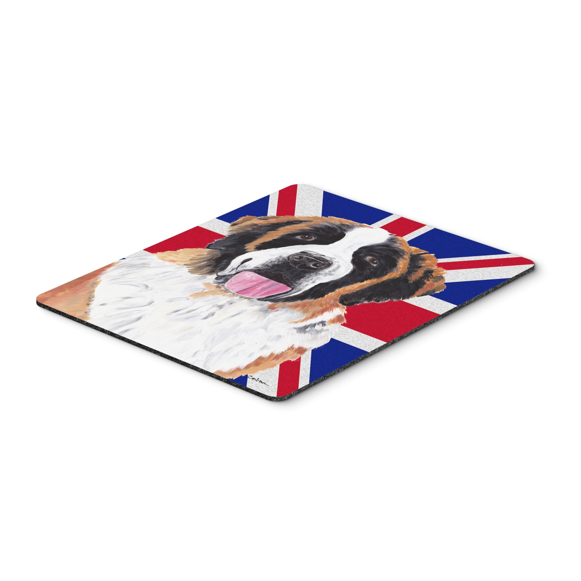 Caroline'S Treasures Saint Bernard With English Union Jack British Flag Mouse Pad, Hot Pad/Trivet (Sc9839Mp)