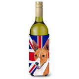 Basenji With English Union Jack British Flag Wine Bottle Beverage Insulator Hugger Sc9844Literk