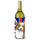Australian Shepherd With English Union Jack British Flag Wine Bottle Beverage Insulator Hugger Sc9854Literk