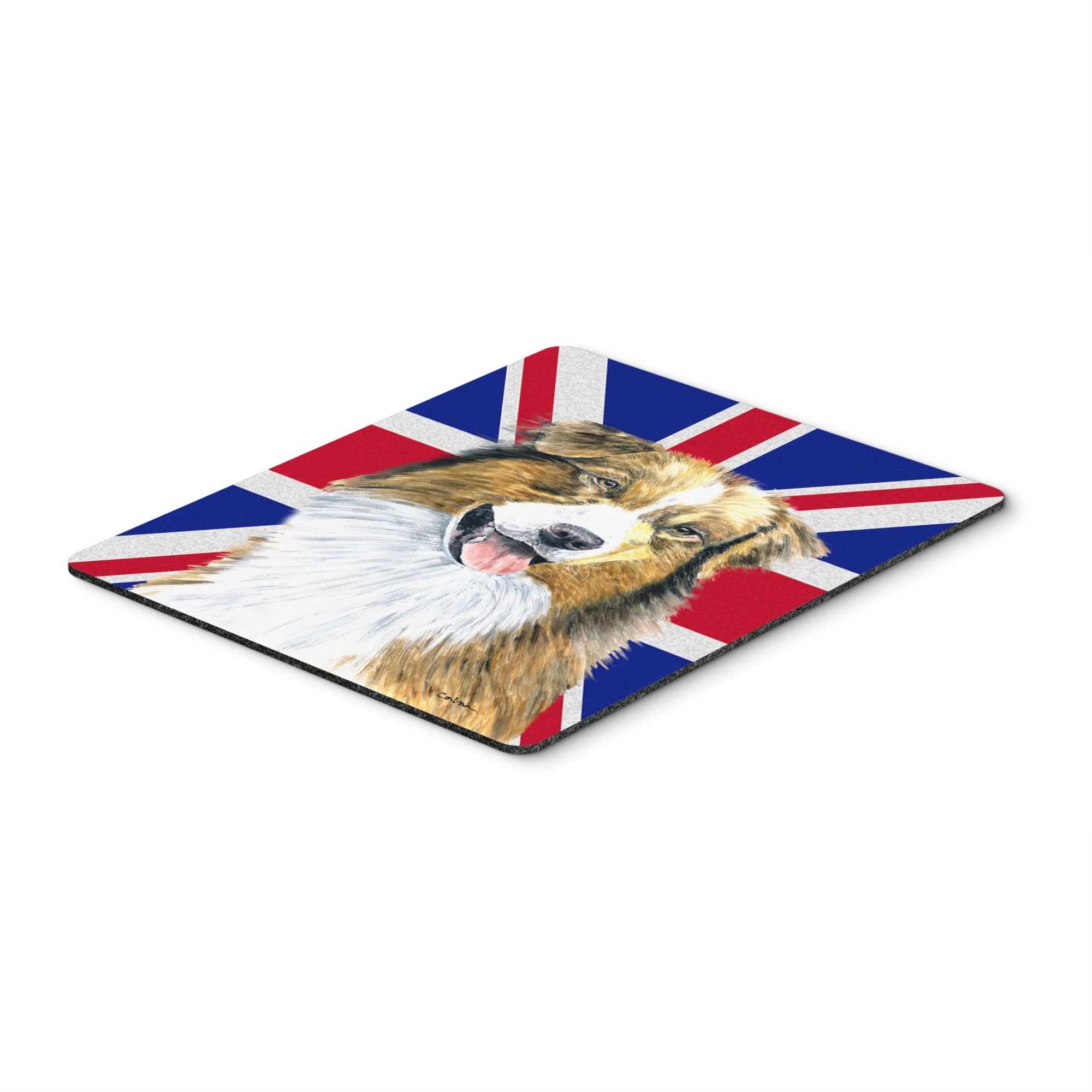 Caroline'S Treasures Australian Shepherd With English Union Jack British Flag Mouse Pad/Trivet (Sc9854Mp)