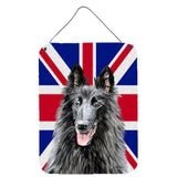 Caroline'S Treasures Belgian Sheepdog With English Union Jack British Flag Wall Or Door Hanging Prints, 16 X 12