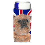 Brussels Griffon With Engish Union Jack British Flag Ultra Beverage Insulators For Slim Cans Sc9864Muk