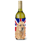 Buff Cocker Spaniel With Engish Union Jack British Flagg Wine Bottle Beverage Insulator Hugger Sc9866Literk