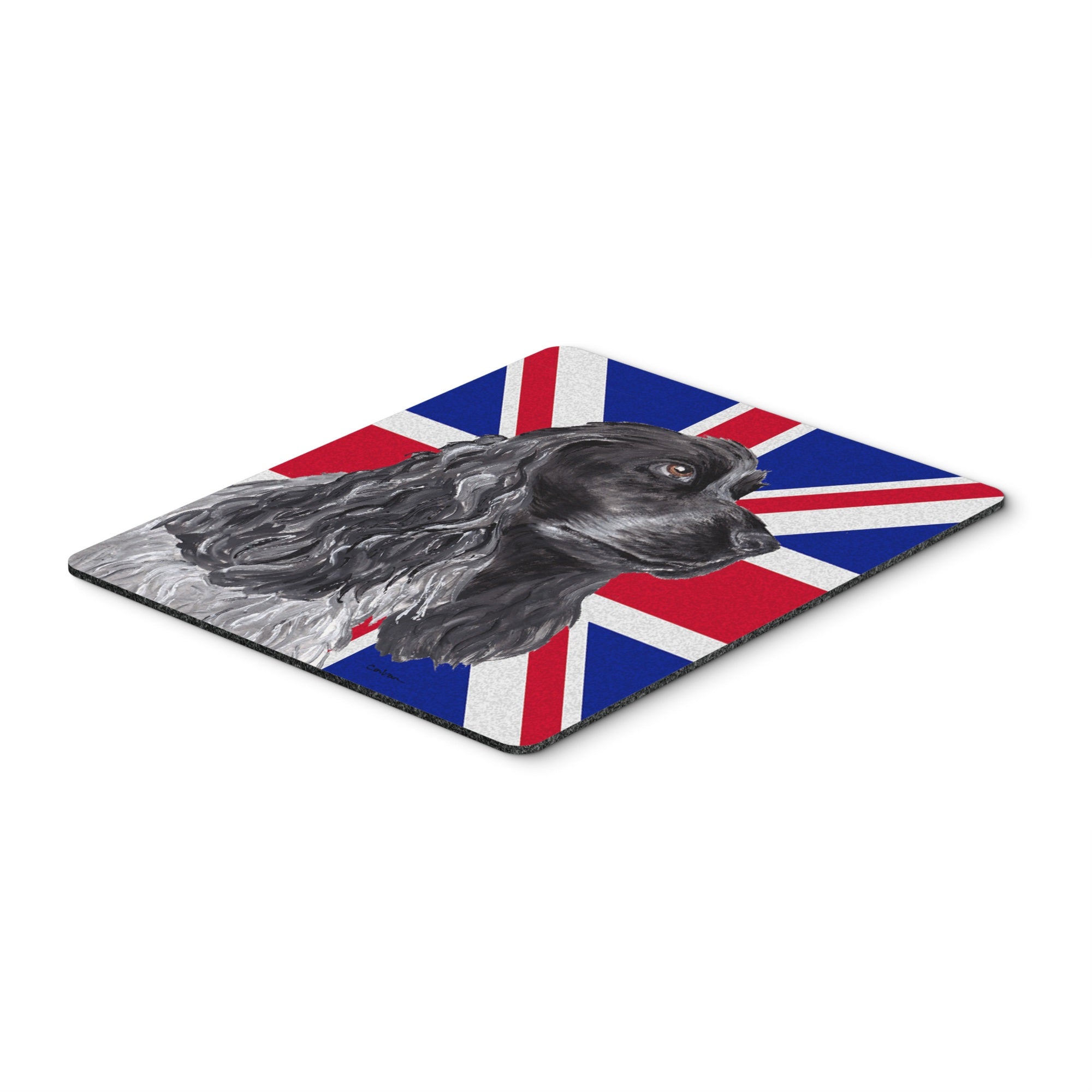 Caroline'S Treasures Black Cocker Spaniel With Engish Union Jack British Flag Mouse Pad/Trivet (Sc9868Mp)
