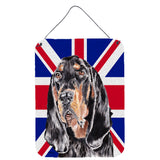 Caroline'S Treasures Black And Tan Coonhound With Engish Union Jack British Flag Wall Or Door Hanging Prints, 16 X 12,