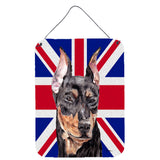 Caroline'S Treasures German Pinscher With English Union Jack British Flag Wall Or Door Hanging Prints, 16 X 12