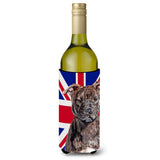 Staffordshire Bull Terrier Staffie With English Union Jack British Flag Wine Bottle Koozie Hugger Sc9882Literk